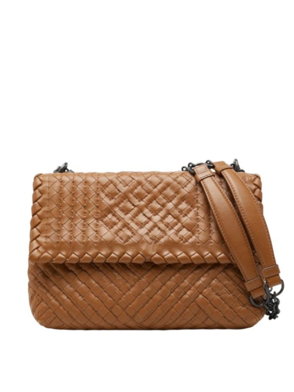 Bottega Veneta Intrecciato Olympia Small Chain Shoulder Bag Brown Leather